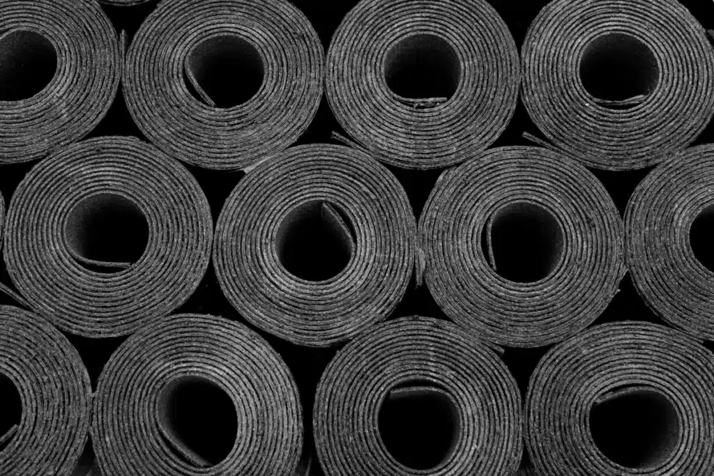 rolls of rubber roofing