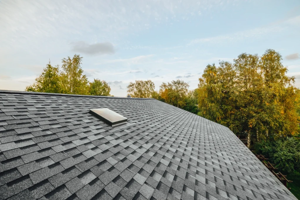 close up of new roof shingles installed on georgia roofing system