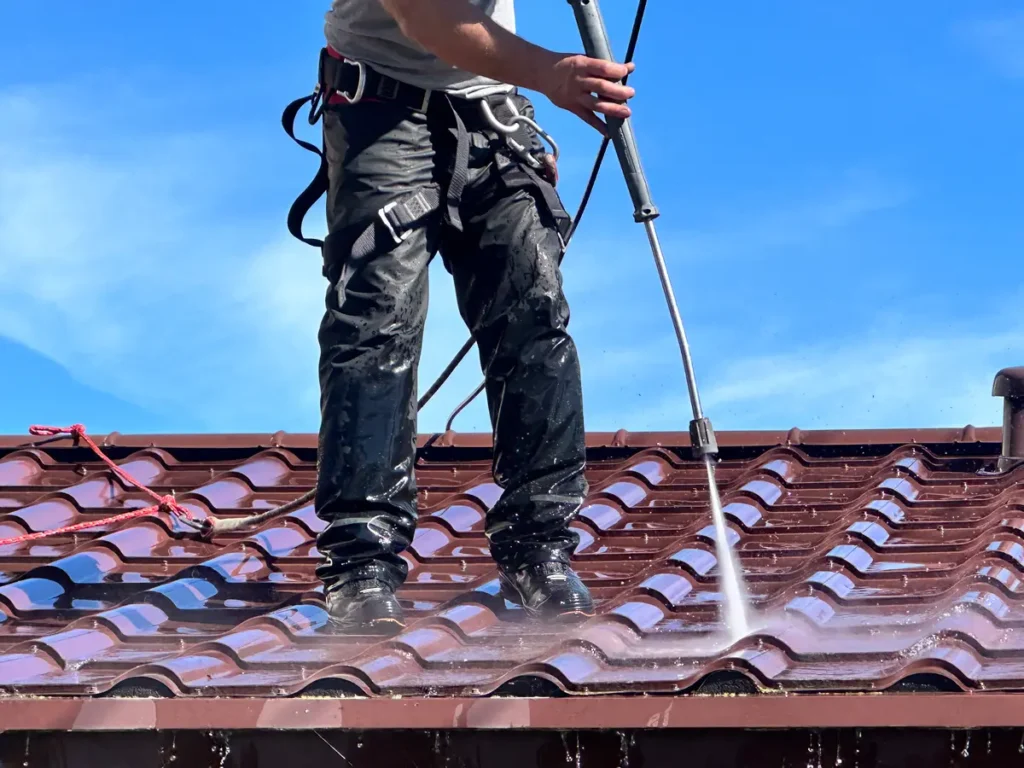 cleaning metal roof tiles