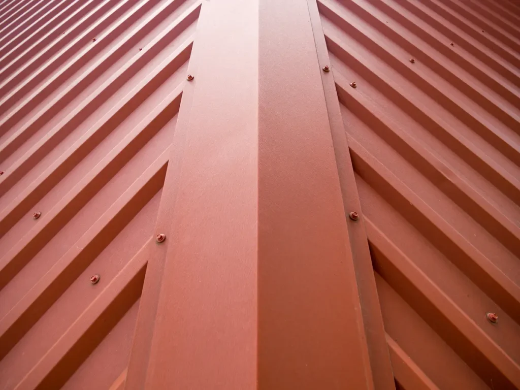 close up metal roof ridge