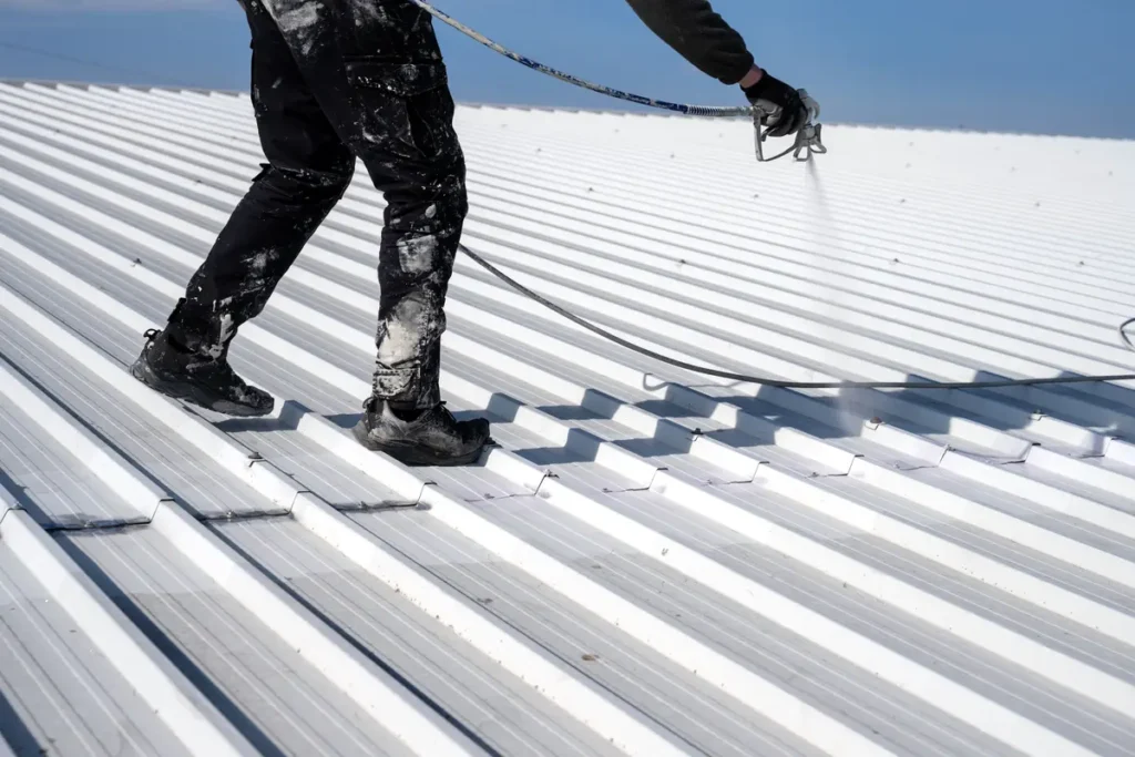 spray painting a metal roof