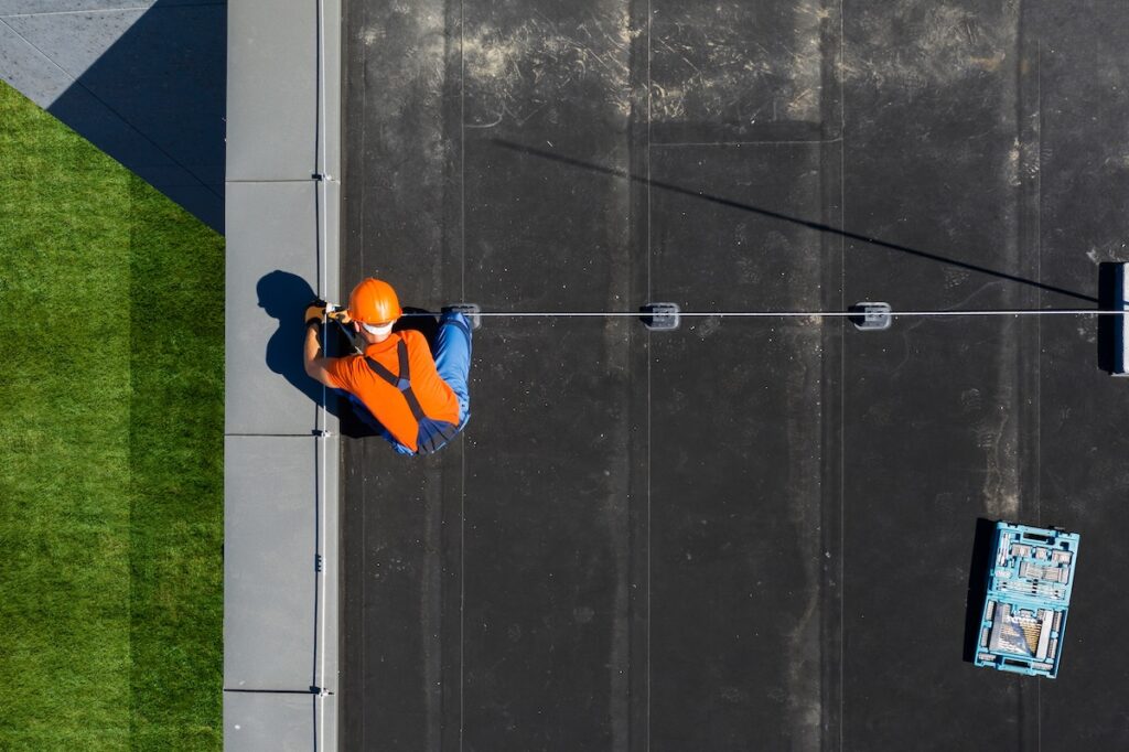 aerial black epdm roofing