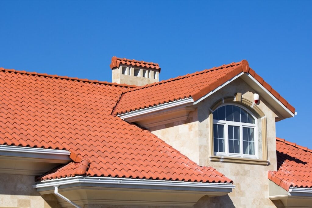 Ceramic tile roof on house